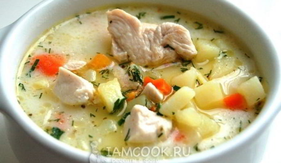 Рецепт сырного супа с куриной грудкой