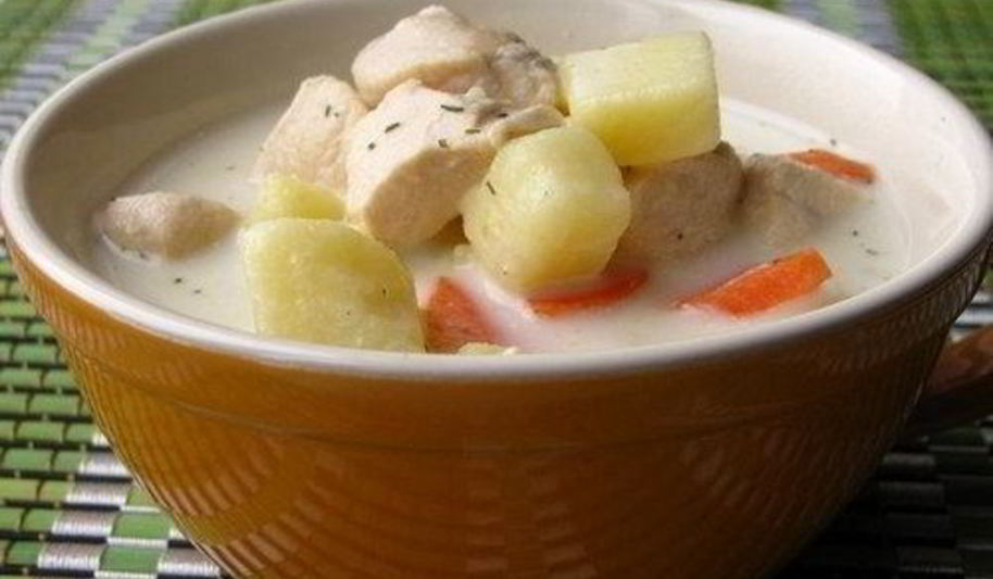 Рецепт сырного супа с куриным филе и овощами