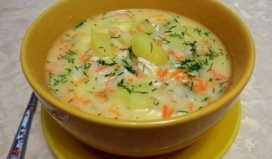Рецепт сырного супа с куриным филе и рисом