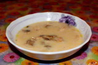Сырный суп с курицей и грибами