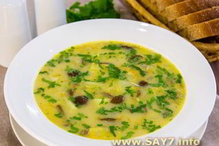 Сырный суп с опятами