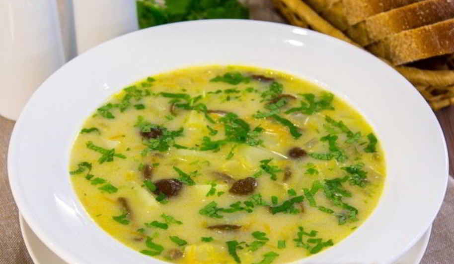 Рецепт сырного супа с опятами