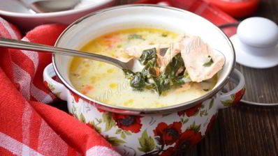 сырный суп с семгой