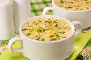 Сырный супчик с курицей и рисом