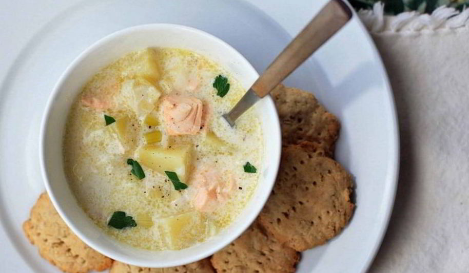 Рецепт ухи из форели по-фински со сливками и овощами