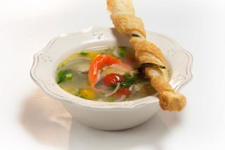 Уха из стерляди с копченой форелью