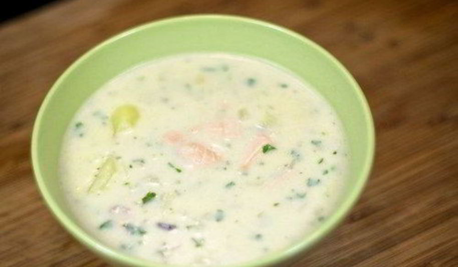 Рецепт ухи со сливками из красной рыбы