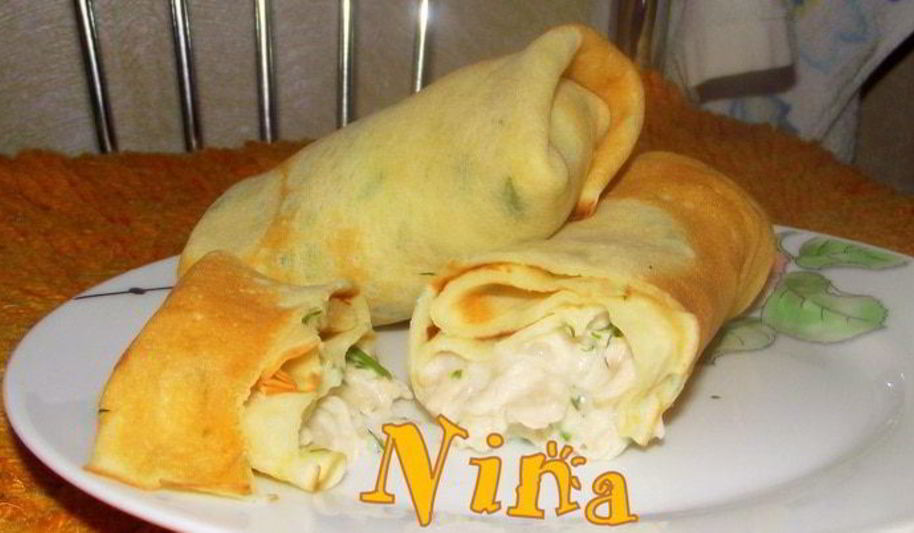 Рецепт блинчиков фаршированных курицей с соусом бешамель