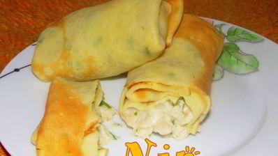 блинчики фаршированные курицей с соусом бешамель