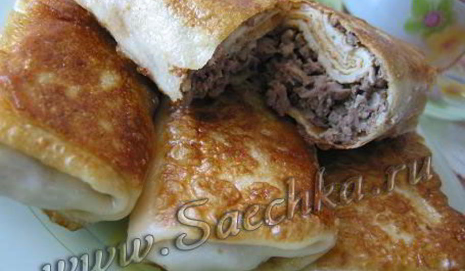 Рецепт блинчиков, фаршированных мясом и чесноком