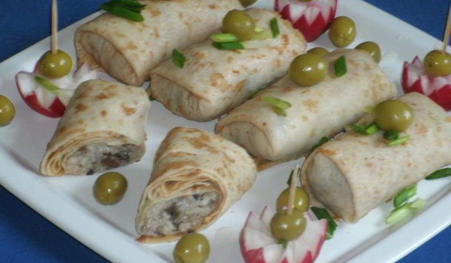Рецепт блинчиков с грибной начинкой