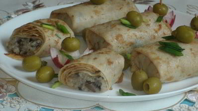 блинчики с грибной начинкой