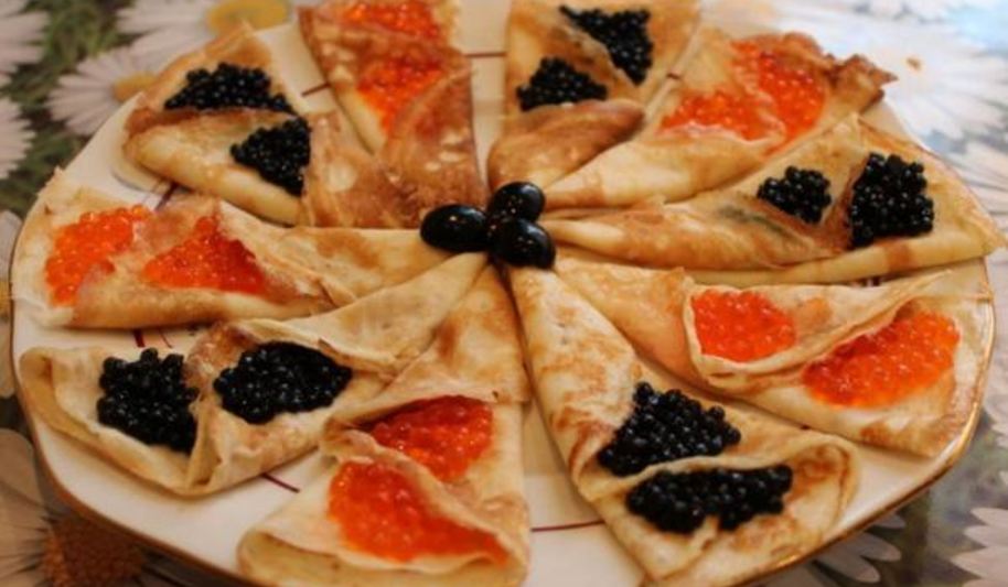 Рецепт блинчиков с икрой на закуску
