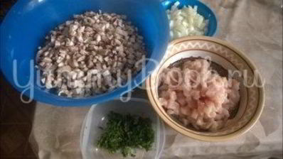 блинчики с курицей и грибами