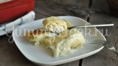 блинчики с творогом, запеченные в сметане