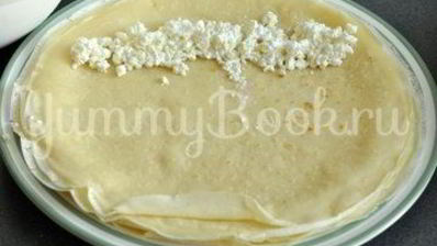 блинчики с творогом, запеченные в сметане