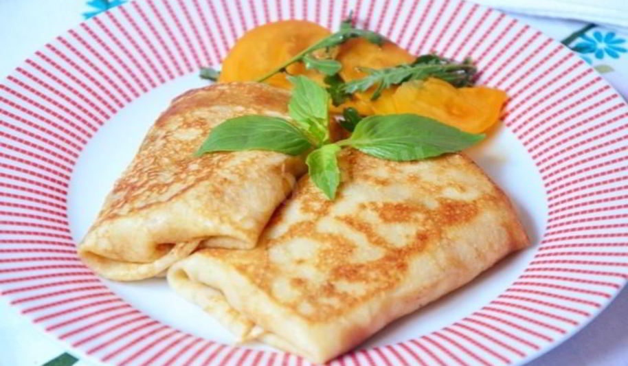 Рецепт блинчиков с ветчиной и сыром