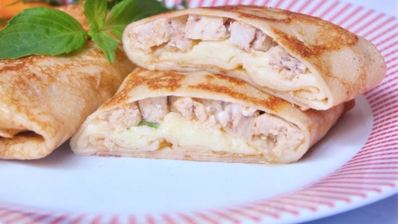 блинчики с ветчиной и сыром