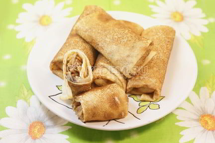 Блины с капустой и грибами