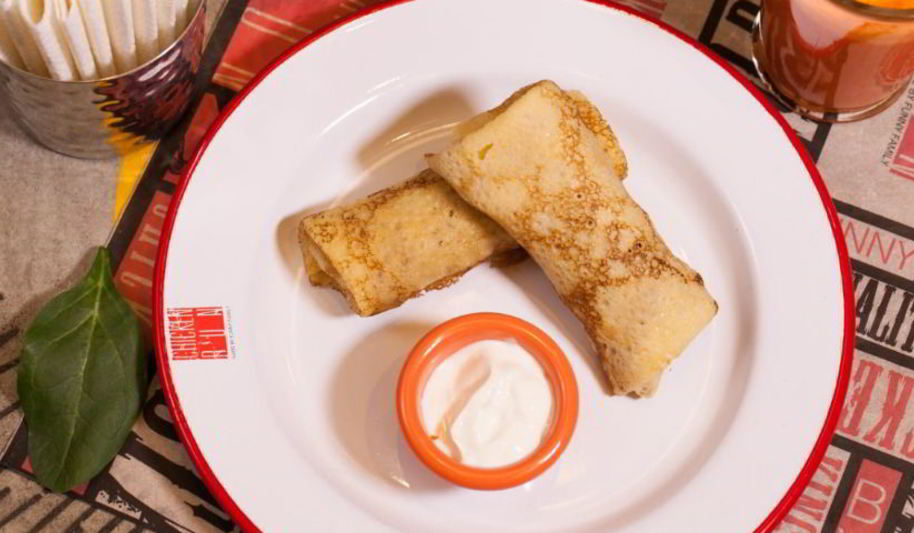 Рецепт блинов с курицей и грибами