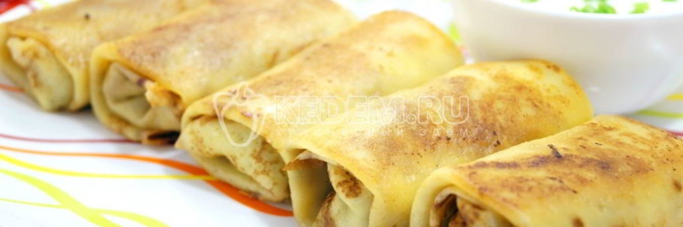 Блины с мясом и грибами