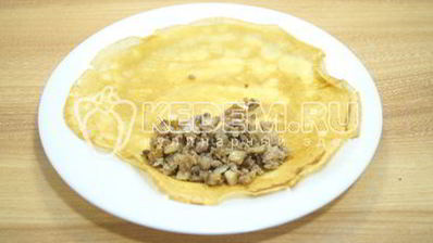 блины с мясом и грибами