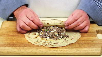 блины с мясом