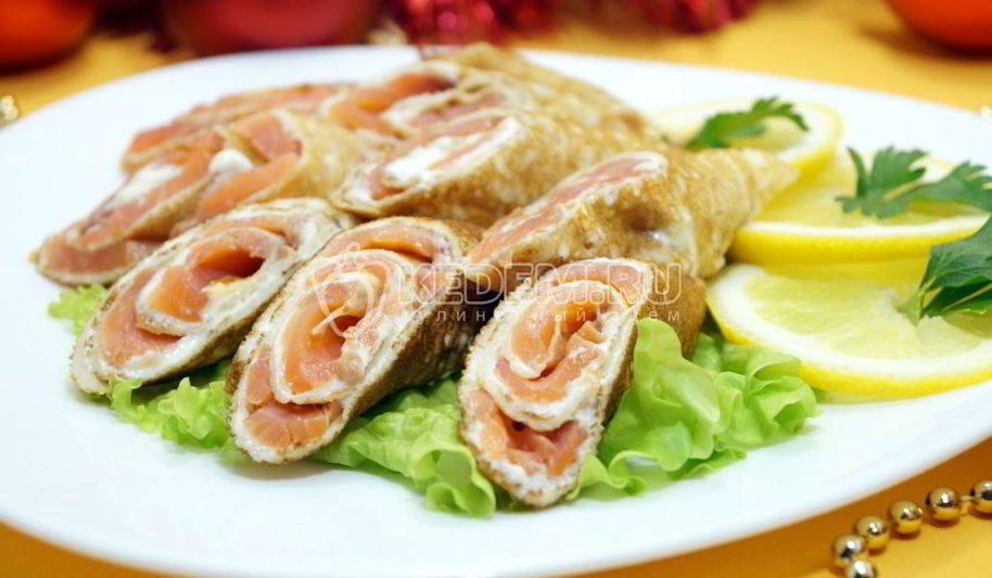 Рецепт блинов с семгой