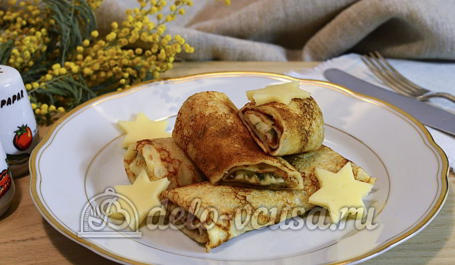 Рецепт блинов с сыром и зеленью