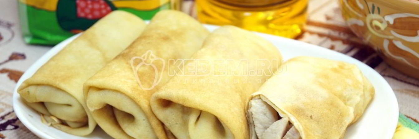 Фаршированные блины с курицей и грибами