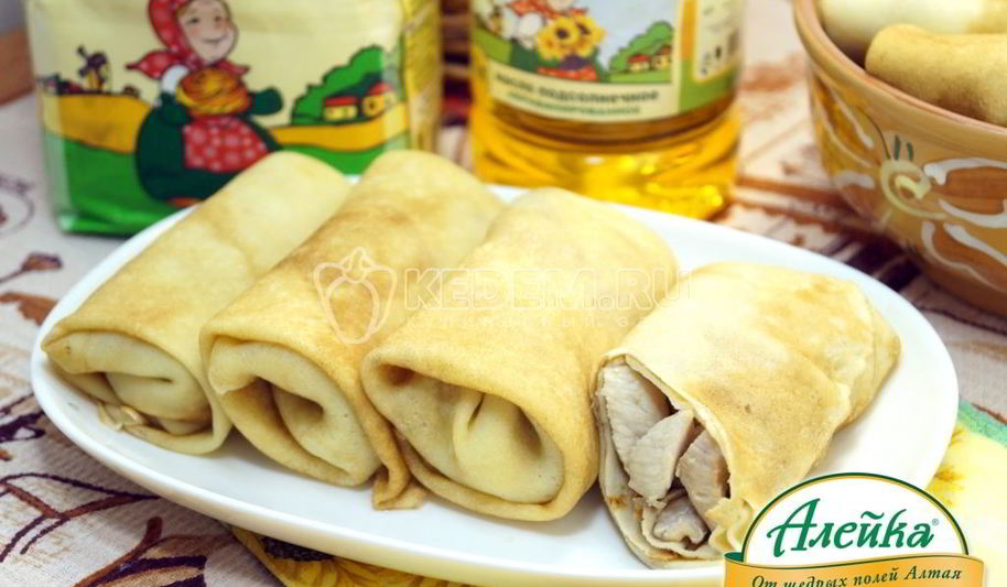 Рецепт фаршированных блинов с курицей и грибами