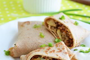 Гречневые блинчики с шампиньонами и фаршем из индейки