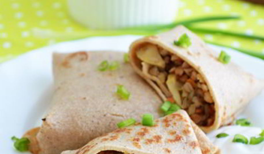 Рецепт гречневых блинчиков с шампиньонами и фаршем из индейки