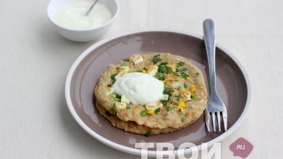 овсяные блины с яйцом и луком