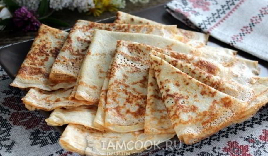 Рецепт тонких блинов с дырочками на сыворотке