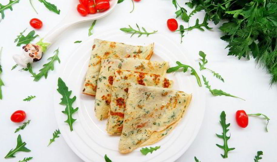 Рецепт творожных блинчиков с зеленью