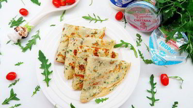 творожные блинчики с зеленью