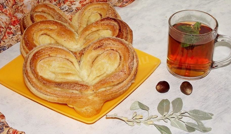 Рецепт плюшек сердечки с сахаром