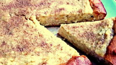 заливная ватрушка с бананами