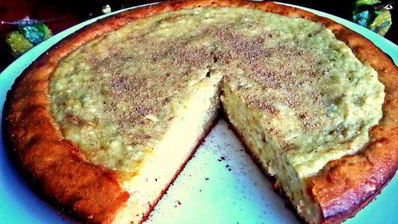 заливная ватрушка с бананами