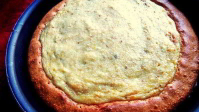 заливная ватрушка с бананами