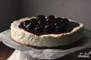 Чизкейк без выпечки с вишней