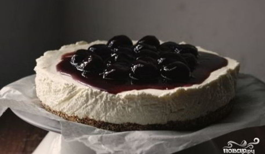 Рецепт чизкейка без выпечки с вишней
