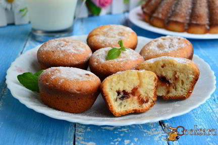 Кексы на кефире с джемом