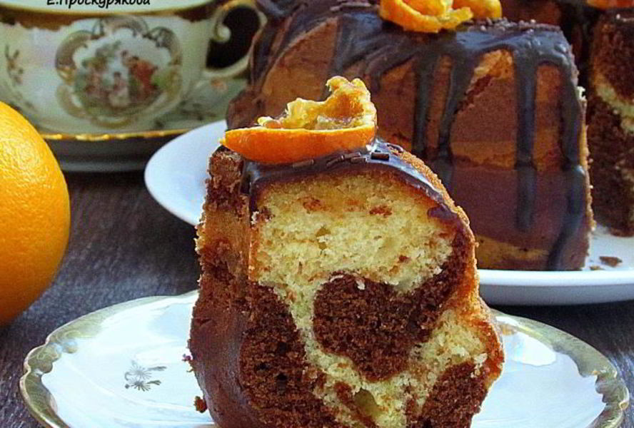 Мраморный шоколадно-апельсиновый кекс