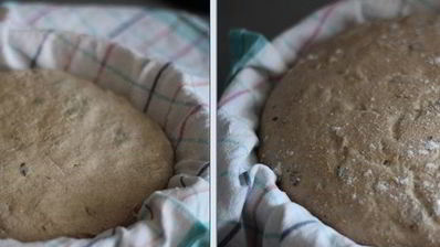 хлеб со смешанной мукой и семечками на ржаной закваске