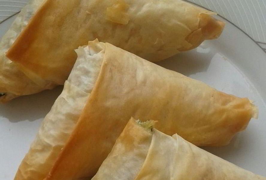 Конвертики из теста фило со шпинатом и картофелем