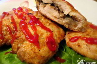 Конвертики с грибами и сыром