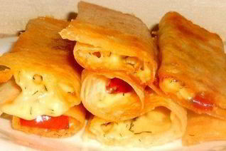 Блинчики с сыром из лаваша