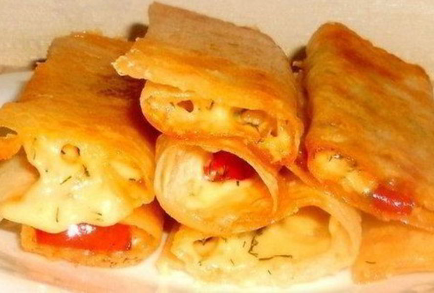 Блинчики с сыром из лаваша